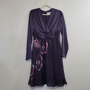 Altuzarra purple floral long sleeve wrap bust dress 6